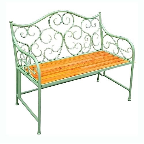 Panca da Giardino Sedia for il tempo libero da esterno in stile rustico, panca da giardino verde retrò, sedia da patio a 2 posti con schienale for cortile, terrazza, balcone, portico del parco Panchin