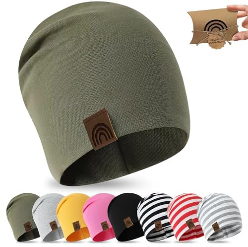 fenchi's AUSTRIA Kinder Beanie 6M-2 Jahre 48-52cm, Frühling Übergangszeit Mütze Slouch in Geschenkverpackung, Baumwolle