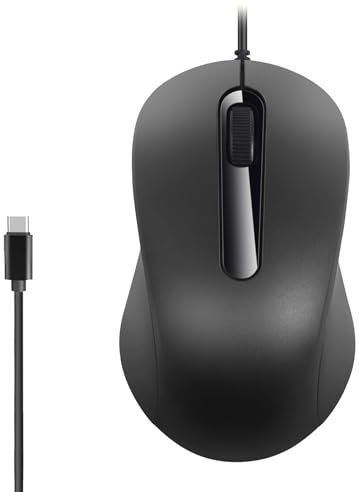 Fiauli Type C Wired Mouse,Type C Mouse for Laptop,1000DPI Low Latency Wired USB C Mice,Slim Ergonomic Optical Computer Mouse,Lightweight Plug Play Gaming Mouse for MacBook PC Laptop Notebook (Black)