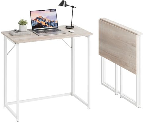 Dripex Folding Desk Foldable Small Computer Desk Writing Table for Small Place Easy Assembly, Oak