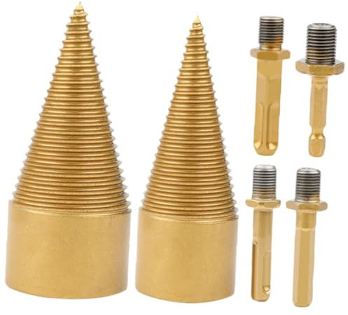 Yardwe 6stück Brennholzbohrer mit Hartmetallspitze und Kunststoffbox Holzspalter Bohrer zum Effektiven Spalten von Brennholz für Camping und Landwirtschaft