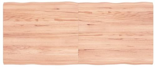 ZEYUAN Tischplatte 140x60x4 cm Massivholz Eiche Behandelt Baumkante, Arbeitsplatte, Holzplatte, Schreibtischplatte, Waschtischplatte, Küchenarbeitsplatte