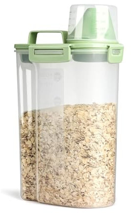 Airtight Dry Food Storage Containers - Large Dog Food Storage Container with Measuring Cup Pour Spout Food Storage Boxes for Flour Cereal Pasta Kitchen Pantry Organization 3L (Green)