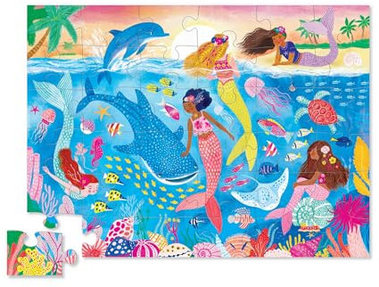 Crocodile Creek - Mermaid Dreams - 36 Piece Jigsaw Floor Puzzle with Heavy-Duty Box for Storage, Large 20 x 27 Completed Size, Designed for Kids Ages 3 Years and up
