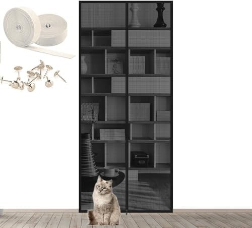 NaLsa Customizabl Puerta Reforzada para Gato, Resistente A Prueba De Mascotas con Cierre Bilateral Cortinas Puerta con Mosquitera Gruesas Y Resistentes RecáMara Sala Estar Puerta De Patio Cocina