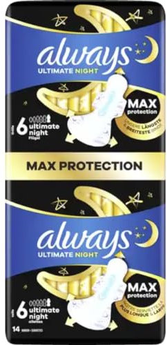 8 PACKS X Ultra Damenbinden Secure Night Extra Lang mit Flügeln BigPack Pads Binden (Größe 6) Damenbinden 12 STÜCK