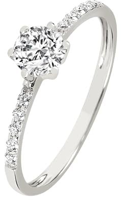 DOOSTI Antragsring/Verlobungsring aus 585/- Weissgold mit 11 hochwertigen Moissanite Steinen (50)