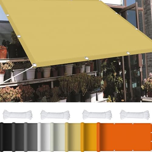 Sonnensegel Wasserabweisend 3 x 10 m 98% UV Schutz Sonnensegel Terrassenüberdachung mit Ösen Und Kordel Reißfest für Balkon Terrasse Garten Camping, Creme Farben