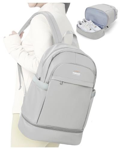 suradar Sportrucksack für Frauen mit Nasstasche und Schuhfach Sportrucksack Damen Gym Backpack Rucksack Mit Schuhfach Gymnastiktasche für Fitness Schwimmen Tragbarer Reiserucksack Frauen Hellgrau