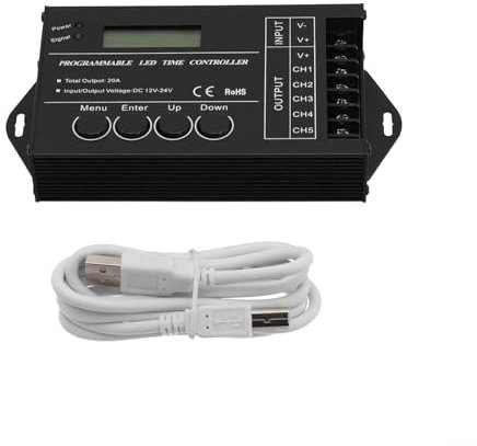 HEBEOT TC420 Programmierbarer Zeitregler, 10,2 cm (4 Zoll), LED-Display, unterstützt 1 bis 5 Ausgangskanäle RGBW/RGB/zweifarbig/monochrome LED-Leuchten