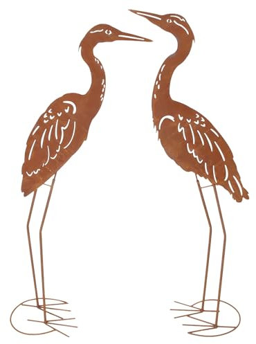 FRANK FLECHTWAREN Metallvogel Rost, 2er Set, Echtrostfinish Maße: Höhe 88 cm, einfache Selbstmontage