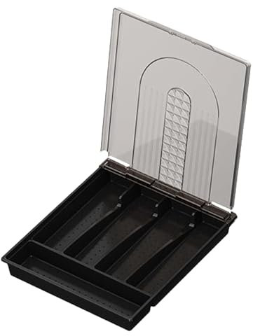 Générique Boîte De Rangement Pour Argenterie, Plateau D'argenterie Avec Couvercle, Boîte De Rangement Pour Couverts Avec 5 Compartiments, Avec Couvercle Amovible, Pour Cuillères Fourchettes, Couteaux