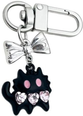 FackLOxc Katzen-Anhänger, Handyanhänger, zum Aufhängen, Seil, Handykette, Tasche, Dekoration, Schlüsselband, Schlüsselanhänger, silber, Rosa