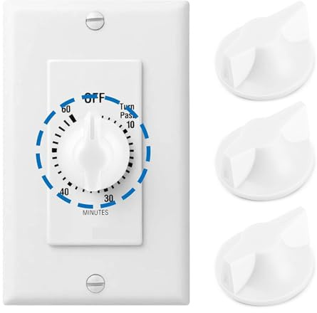Timer-Schalterknopf, kompatibel mit Intermati-c, Timer-Drehknopf 146MT574, Ersatz für Federgewickelte Zeitschaltuhren der FD-Serie, für Wanduhr, Badezimmer, Ventilator, Motorheizung, Licht, 4 Stück