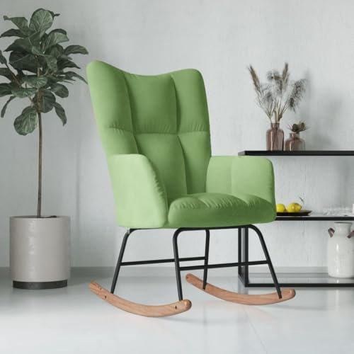 Willood Wilood Schaukelstuhl Sessel Relaxsessel Schaukelsessel Wohnzimmersessel Hellgrün Samt
