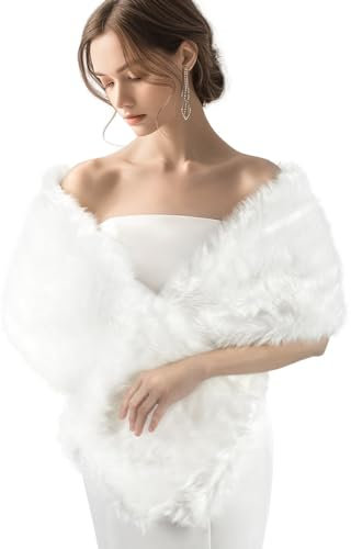LEIDAI Die elegante weiße Kunstfell-Brautstola - den weichen, luxuriösen pack-up - hochzeitsempfang, das feste fest und die winterfete