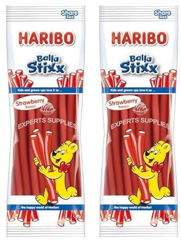 Sweet Treat - Balla Stixx Strawberry Gummy Sweets Big Fizzy Laces 140g Pack Of 2 By Experts Supplies