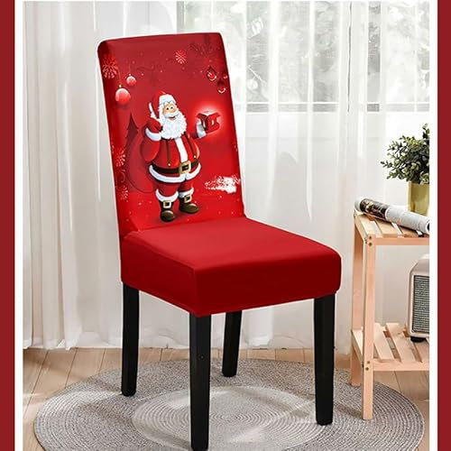 Stuhlhussen Weihnachten Stuhlüberzug Spandex Stuhlhussen Schwingstühle Stuhlbezug Waschbar Stuhl überzug Abnehmbare Stuhlbezüge mit Gummiband Hussen für Stühle Stuhlhussen 8er Set
