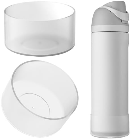 Linkidea Lot de 2 bottes de bouteille d'eau compatibles avec les bouteilles Owala FreeSip de 710 ml en silicone antidérapant (blanc transparent)