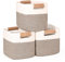 danpinera 11-Zoll-Aufbewahrungskörbe, Geflochtene Körbe zur Organisation, 3er-Set Würfelkörbe, Aufbewahrungskörbe für Regale, Kleiderschrank, Kinderzimmer mit Abnehmbaren Ledergriffen, Weiß & Gemischt