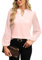 Atxnn Womens Blouse Lace Long Sleeve Tops V-Neck Elegant Shirt Casual Chiffon T-Shirt Loose Solid Color Chic Cuffs Tunic Top for Autumn Spring, LIGHTPINK XL