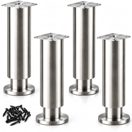 LRHAFET 4 Stück Möbelfüße Verstellbare, Möbelfüße Höhenverstellbare 12 cm, | Robuste Edelstahl-Möbelbeine mit Gummibasis, Für Schränke, Sofas, Betten, Tische, Kommoden, TV-Möbel, Nachttische & DIY-Möbel