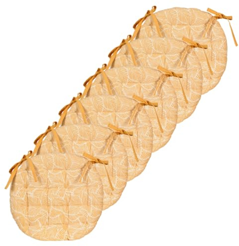 Atout Ciel Stuhlkissen, rund, zweifarbig, Durchmesser 40 cm, Gelb, Bedruckt, einfarbig, 6 Stück