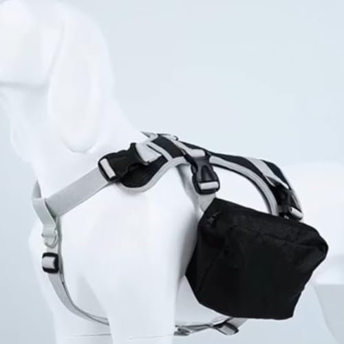 OUOBOB Hundegeschirr mit Rucksack (Abnehmbar) - Wasserdichter Wanderrucksack für Mittel/Große Hunde - Atmungsaktives Mesh, Verstellbar & Robust - Ideal für Labrador, Schäferhund, Camping & Reisen