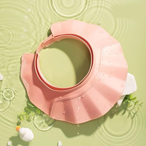 Baby Shower Cap Hat Soft Adjustable Bath Head Cap Visor for Washing Hair Safe Shampoo Shower Bathing Protection Head Eye Ear,Shampoo Caps for Toddler,Baby,Kids,Makes the Bath More Fun (Pink)