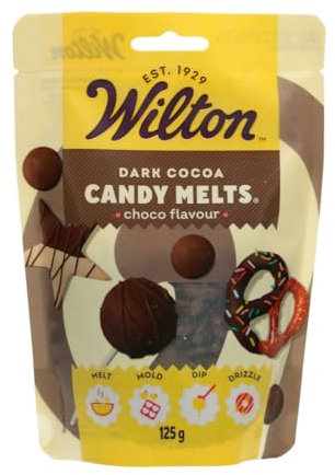 Wilton Candy Melts Dark Cocoa: Melting Candy with Chocolate Flavour for Molding, Dipping and Decorating, Optimal for Cake Pops, Candies, Cakes and Coating Treats - 125 g