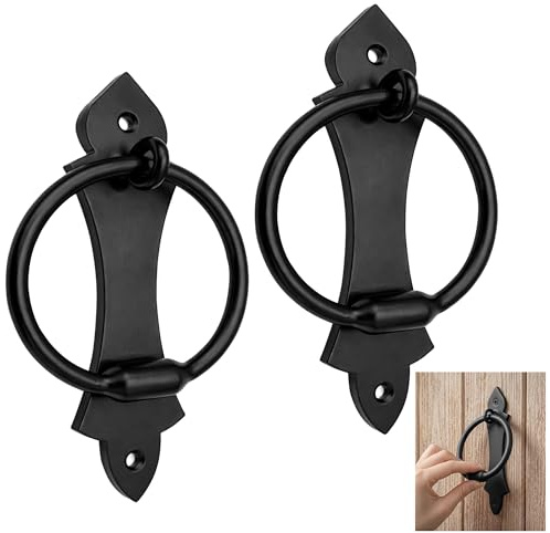 Lord of Battles Medieval Door Knockers for Front Door | Handforged Vintage Iron Black Door Knocker for Shed Doors, Gates, Fence, Castle and Farmhouse (2, Black Powder Coated)
