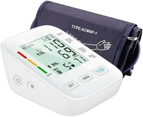 Vollautomatisches Oberarm-Blutdruckmessgerät mit digitalem Display & verstellbarer Manschette für Zuhause (Weiß)
