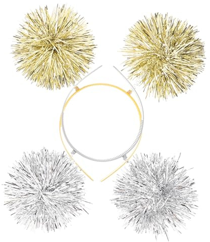 Glitzer Haarband 2 Stück Packung für Erwachsene, Silber Gold, Leicht