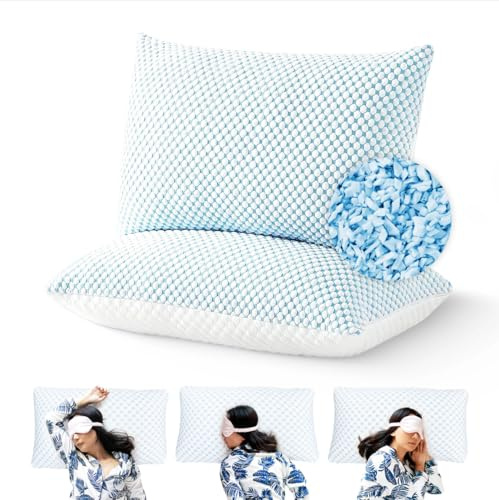 2er Set Kopfkissen, 50 x 70 cm, Bezug: 100% Baumwolle, 1600 Gramm Mikrofaser Füllung, Fest & Stützend Schlafkissen Polster, Bett Kissen für Allergiker Seitenschläfer Atmungsaktiv Komfort Hochwertig