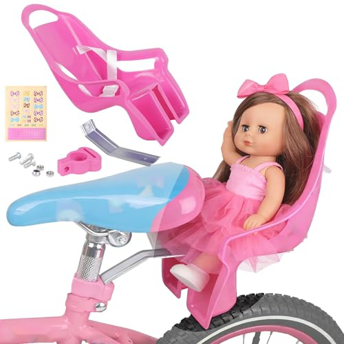 MINGZE Asiento De Bicicleta para Muñecas para Niñas, Universal Doll Bike Seat con Pegatinas DIY, Accesorios Decorativos para Bicicletas De Niña, Muñeco De Asiento, Portabicicletas para Muñecas
