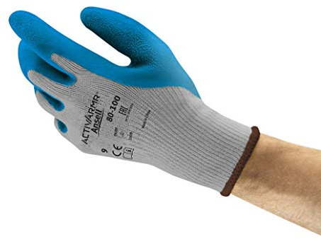 Ansell ActivArmr 80-100 Arbeitshandschuhe, Industrie- und Mechanik-Handschuh, Schnittfestigkeit und Ölbeständigkeit, Mehrzweckhandschuhe, Silikonfreie, Damen Herren, Blau, Größe XL (12 Paar)