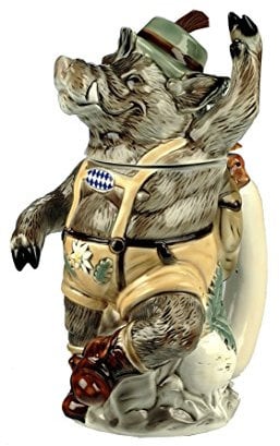 KING Chope de bière allemande 3-D figure, sanglier danser 1 litre