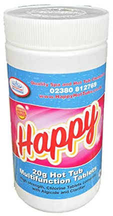 Happy Hot Tubs 1kg Multifunctional Chlorine Tablets 20g Hot Tub Swimming Pool Chemicals Small