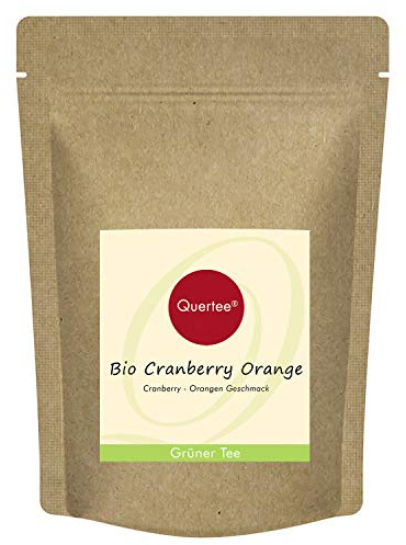 Quertee Grüner Bio Tee Sencha Cranberry-Orange Biotee mit fruchtig frischen Cranberry-Orangen Geschmack (200 g)