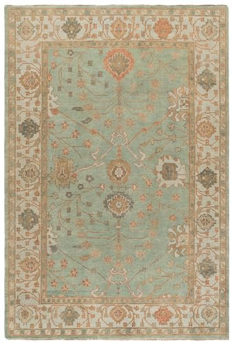 SAFAVIEH Oushak Collection Area Rug - 6' x 9', Dark Green & Light Green, Hand-Knotted Traditional Oriental Wool, Ideal for High Traffic Areas in Living Room, Bedroom (OSH117B)