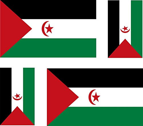 Akachafactory 4 x Aufkleber Sticker Auto, Motorrad, Koffer pc Sahara occidenta Flagge