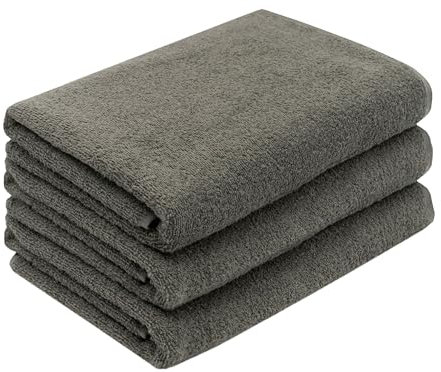 ZOLLNER 3er Set Duschtücher in 70x140 cm - besonders weiche und saugstarke Handtücher in Taupe - mit praktischem Aufhänger - waschbar bis 95°C - Baumwolle - Hotelqualität
