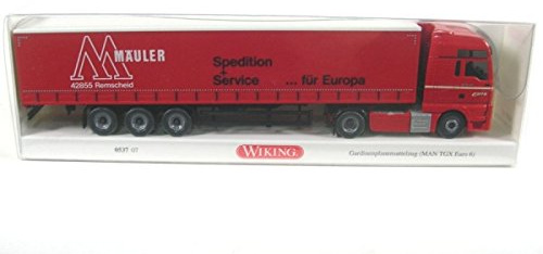 Wiking 053707 H0 Gardinenplanensattelzug rot Spedition Mäuler Spur HO 1:87