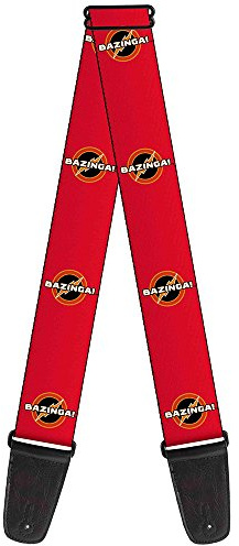 Buckle-Down GS-WBBT010 Guitar Strap - BAZINGA! Logo Burgundy - 2 Wide - 29-54 Length