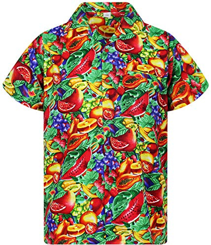 V.H.O. Funky Hawaiihemd, Kurzarm, Tutti Frutti, Mehrfarbig, 5XL
