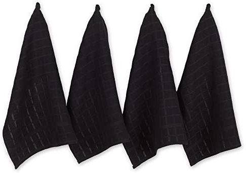 DII Lot de 4 torchons à Vaisselle Solides Noir