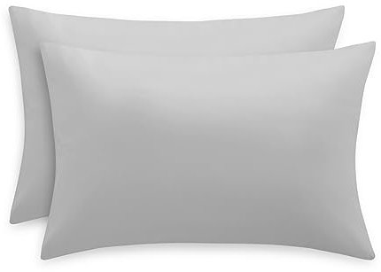 RUIKASI Pillow Cases 2 Pack Grey- Light Grey Plain Pillowcases with Envelope Closure Breathable Premium Brushed Microfiber Set of 2 Pillow Covers Standard 50x75 cm