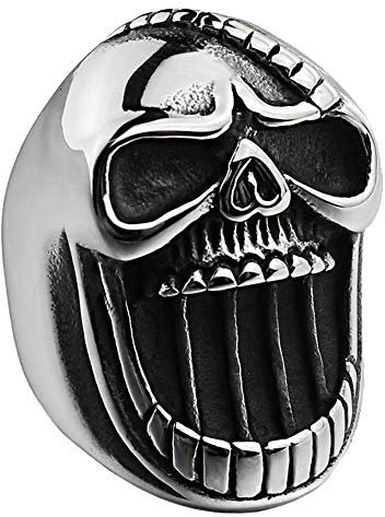 PAURO Bague Homme Acier Inoxydable Argent Rétro Gothique Biker Crâne Bière Décapsuleur Taille 70