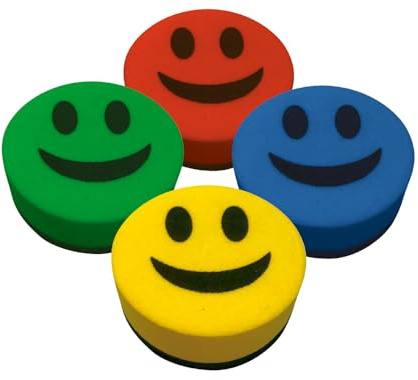 Liderpapel Whiteboard-Radierer, rund, 5 cm Durchmesser, magnetisch, Smiley, Mehrfarbig Zufall