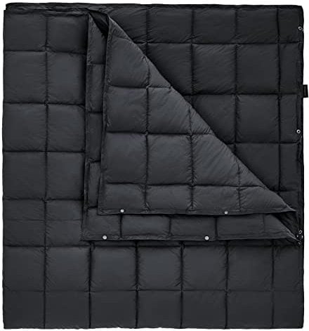 KingCamp Ultraleicht Reisedecke, Warme Outdoor Decke, Winddichte Camping Decke, Wasserabweisend Kompakt kleines packmaß für unterwegs Picknick Reisen zu Hause 200× 144 cm Schwarz